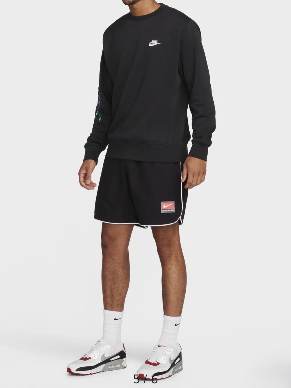 Nike Club Fleece Men's Brushed-Back Graphic Crew FB7475-011 Black Size M - Picture 9 of 10